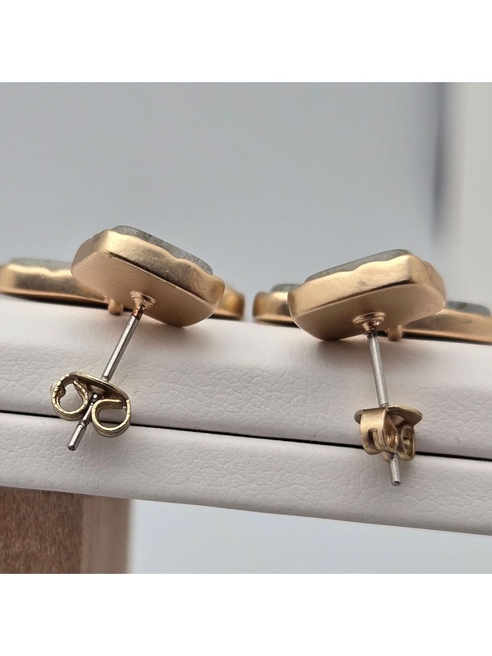 Banana Republic Factory Labradorite Tiered Drop Earrings Gold Tone - Picture 5 of 11